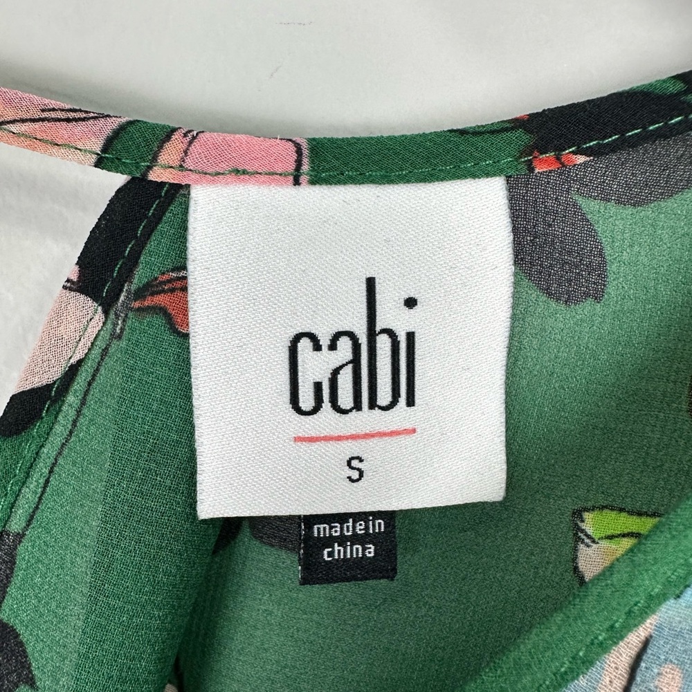 CaBI Green Floral Sheer Lightweight Top Blouse Small - Picture 9 of 12